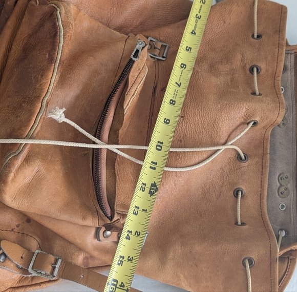 Vintage Beckman Style Rucksack Brown Leather Backpack - Picture 16 of 16